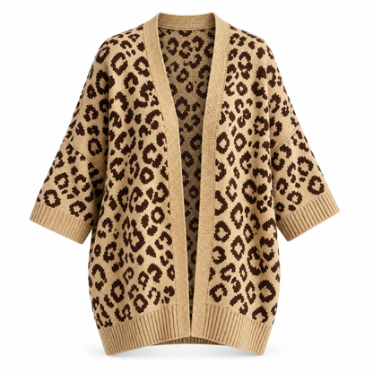 Leona – Oversize Strickcardigan mit Leopardenmuster