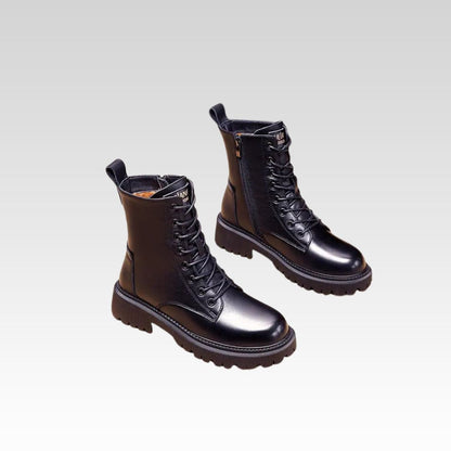 Delphine | Schwarze Winterstiefel aus Leder
