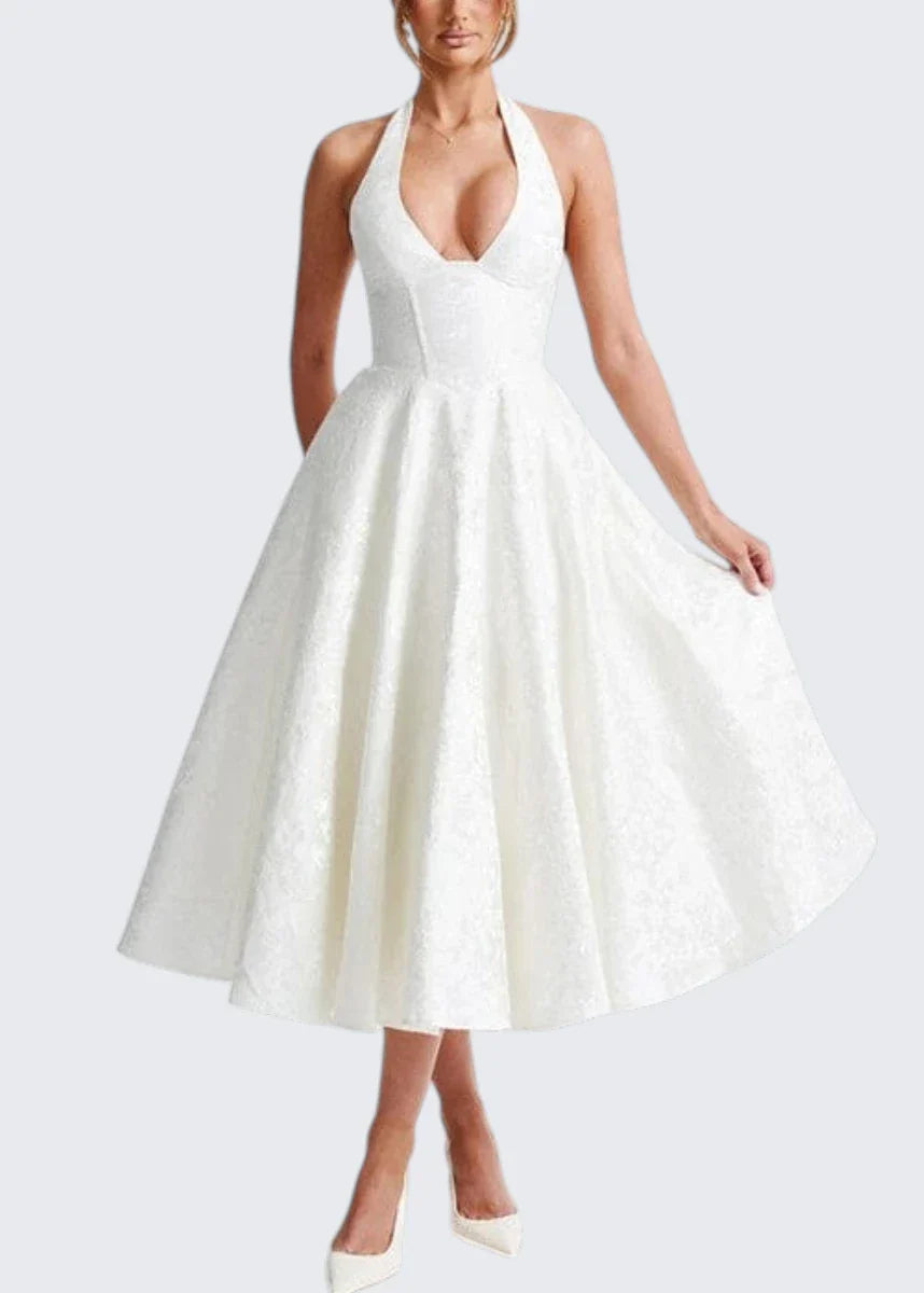 Carmela | Rückenfreies Neckholder-Midikleid