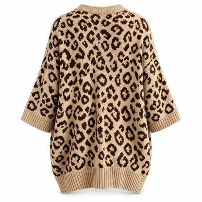 Leona – Oversize Strickcardigan mit Leopardenmuster