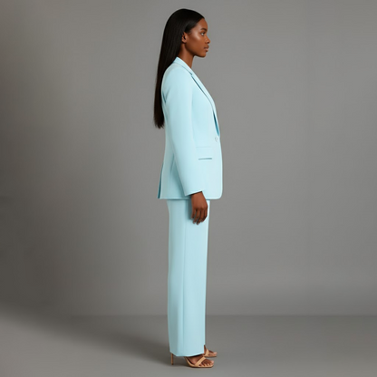 Mary - Long Sleeve V-Neck Two Piece Suit in Black - Authentic Pace