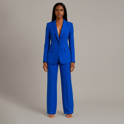 Mary - Long Sleeve V-Neck Two Piece Suit in White - Authentic Pace