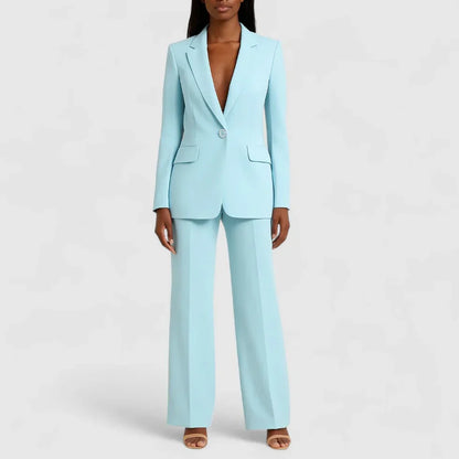 Mary - Long Sleeve V-Neck Two Piece Suit in White - Authentic Pace