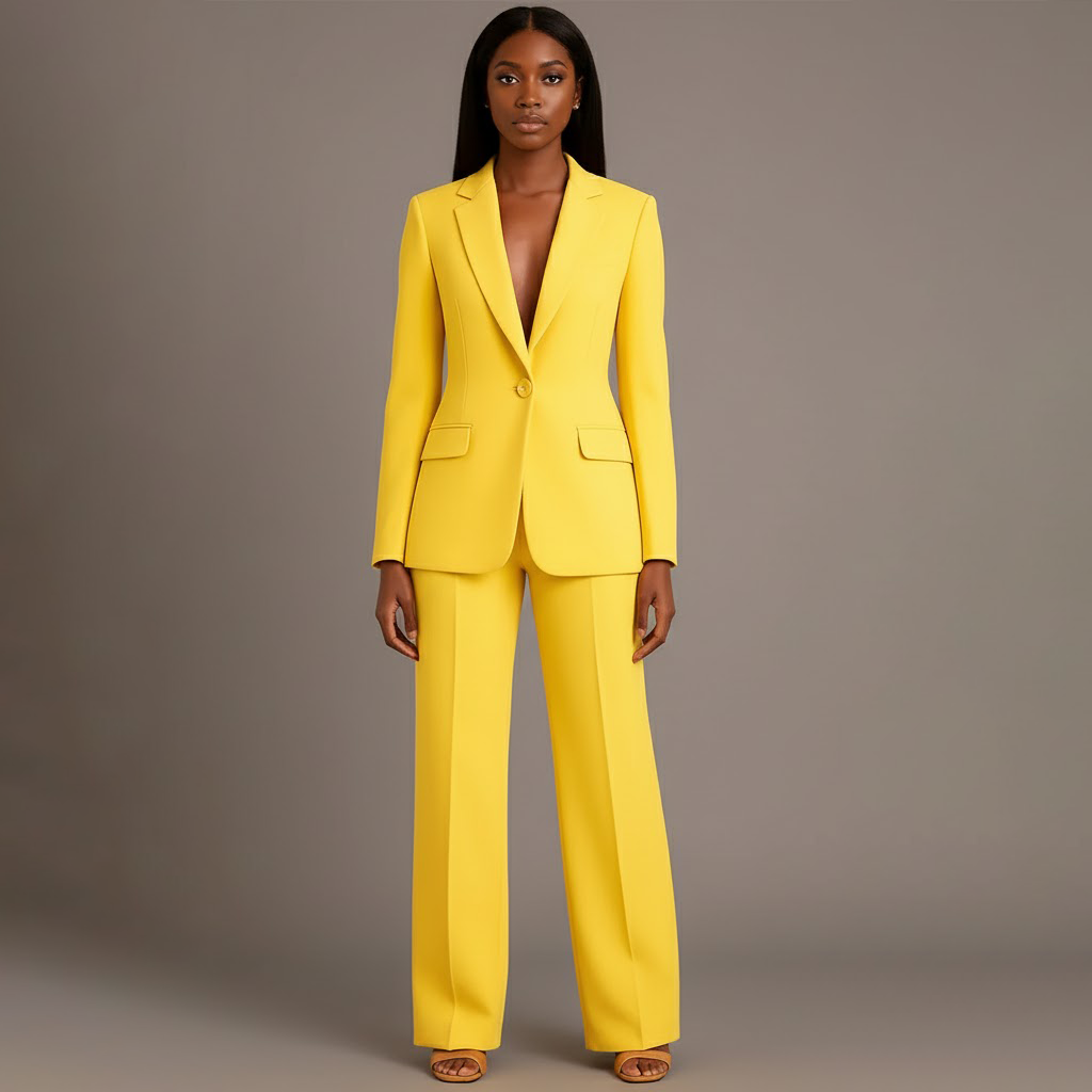 Mary - Long Sleeve V-Neck Two Piece Suit in Black - Authentic Pace