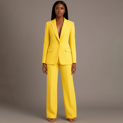 Mary - Long Sleeve V-Neck Two Piece Suit in Black - Authentic Pace