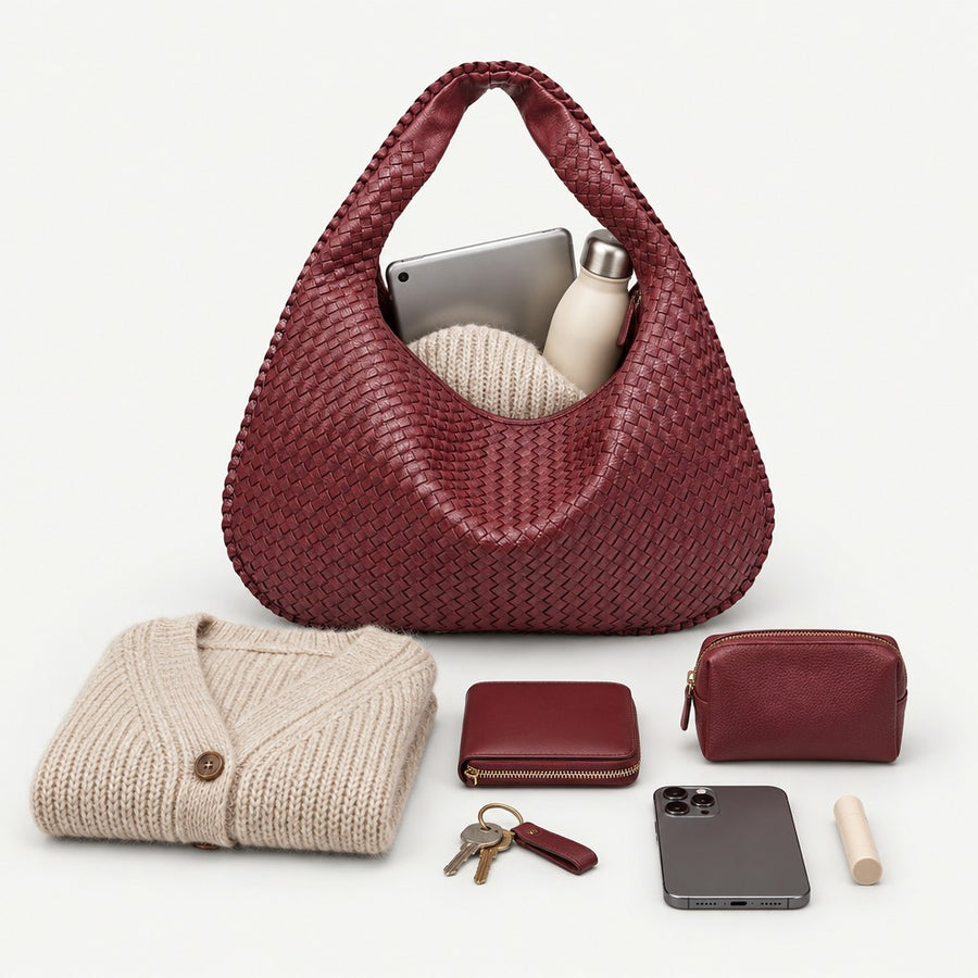 What fits inside the Woven Oversized bag